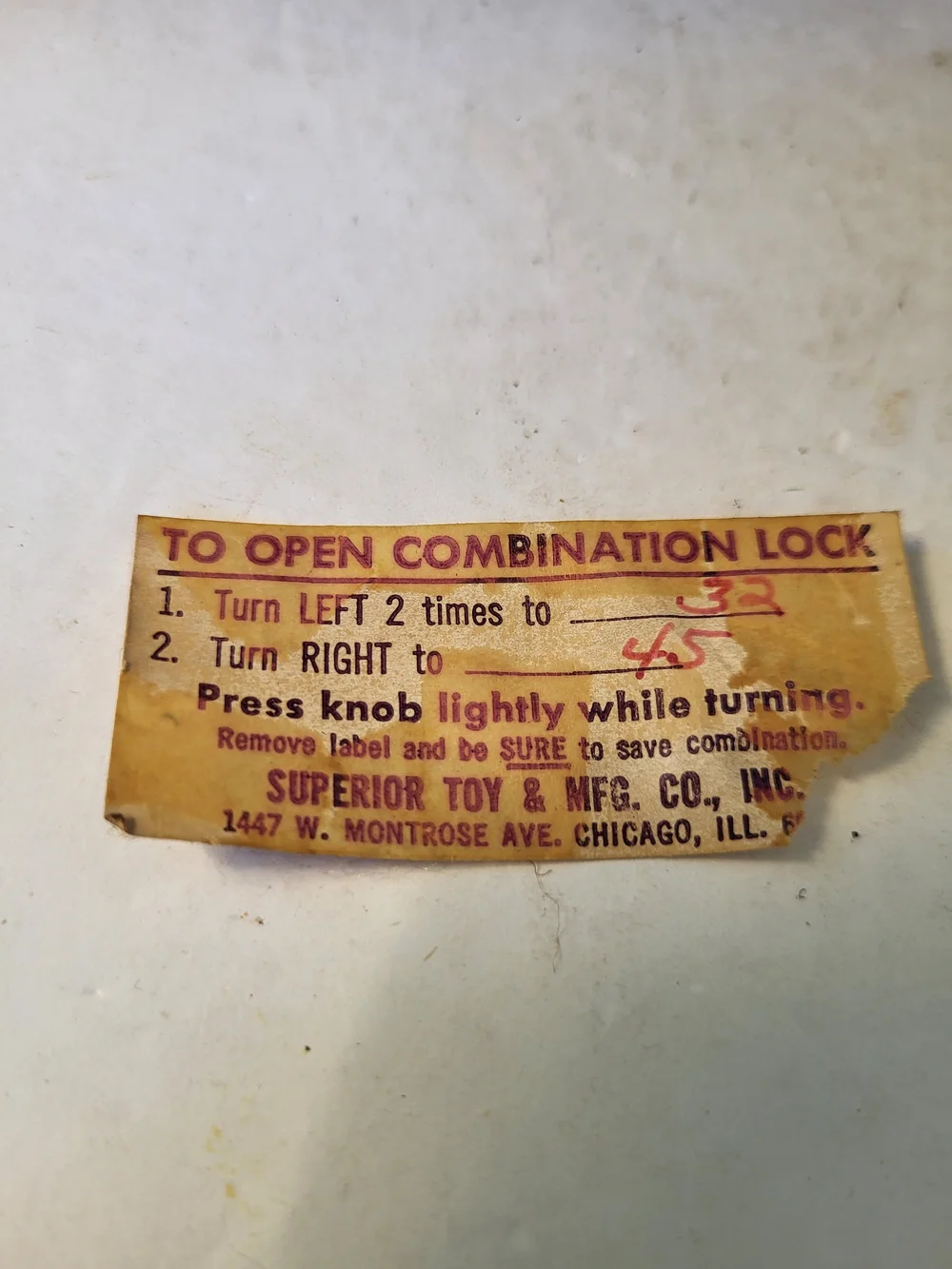 Vintage 1960s Early American Toy Safe with Combination Tag